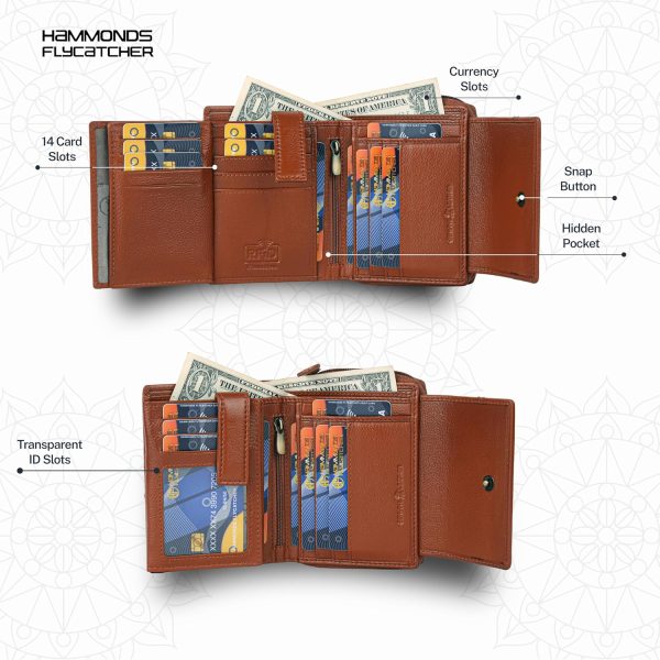 HAMMONDS FLYCATCHER Leather Ladies Wallet for Woman with 14 Card Slots - Clutch Purse for Women, Ladies Wallet for Women Stylish, Ladies Purse for Women Wallet, Purse for Woman, Tan - Image 8