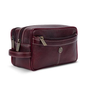 Hammonds Flycatcher Genuine Leather Toiletry Bag for Men and Women Cosmetic Organizer Bag, Travel Organizer Pouch, Toiletry Pouch for Men with Multiple Pockets, Shaving Kit Bag for Men - Brown