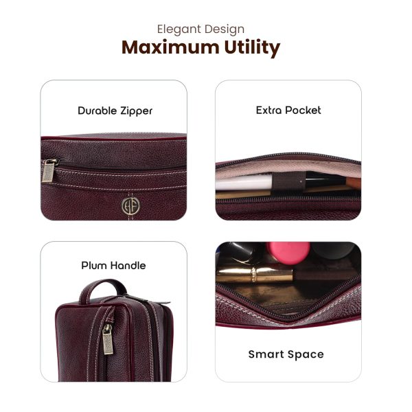 Hammonds Flycatcher Genuine Leather Toiletry Bag for Men and Women Cosmetic Organizer Bag, Travel Organizer Pouch, Toiletry Pouch for Men with Multiple Pockets, Shaving Kit Bag for Men - Brown - Image 3
