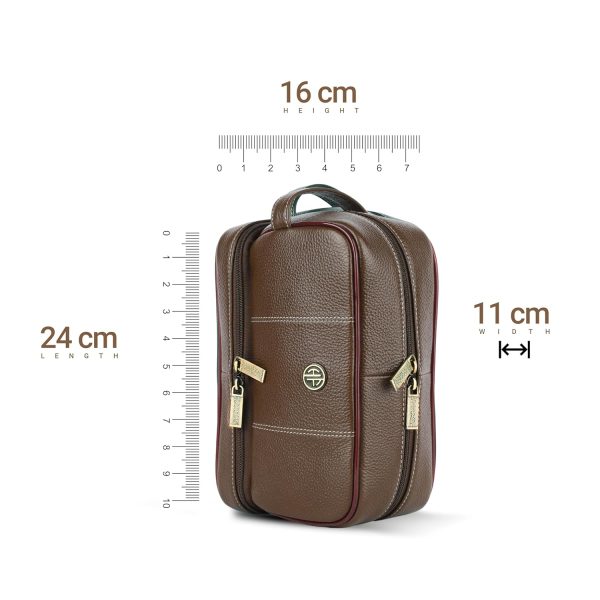 Hammonds Flycatcher Genuine Leather Toiletry Bag for Men and Women Cosmetic Organizer Bag, Travel Organizer Pouch, Shaving Kit Bag for Men Toiletry Pouch for Men with Multiple Pockets - Mehendi - Image 3