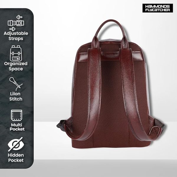 HAMMONDS FLYCATCHER Genuine Leather 14 inch laptop Backpack - Image 3