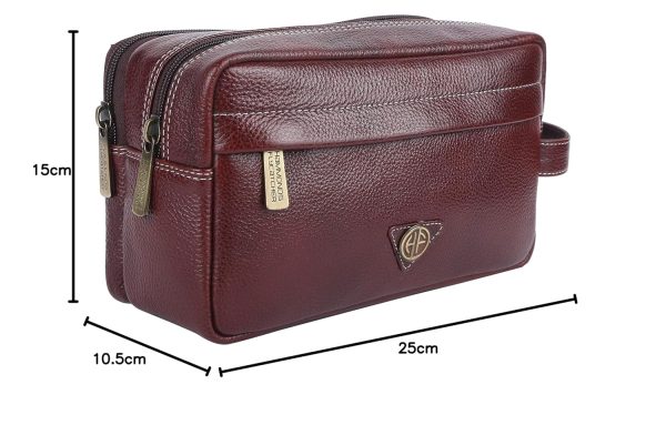Hammonds Flycatcher Genuine Leather Toiletry Bag for Men and Women Cosmetic Organizer Bag, Travel Organizer Pouch, Toiletry Pouch for Men with Multiple Pockets, Shaving Kit Bag for Men - Brown - Image 4