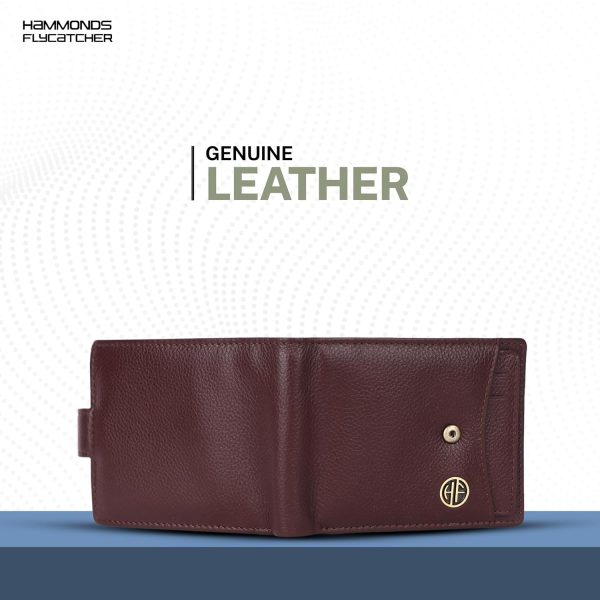 HAMMONDS FLYCATCHER Men Hammond's Flycatcher Genuine Leather Wallet - RFID Protected Leather Purse - 5 Card Slots, Coin & Hidden Pockets, Metal Snap Button - Choclate Brown - Image 6