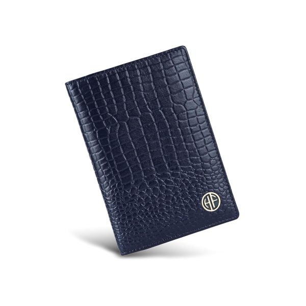 HAMMONDS FLYCATCHER Genuine Leather Passport Cover for Men, Passport Cover for Women, RFID Passport Holder for Men Travel Accessories for Men, Passport Bag for Men, 3 ATM Card Slots - Croco Blue - Image 3