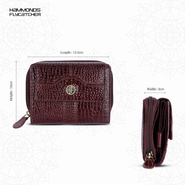HAMMONDS FLYCATCHER Leather Ladies Wallet for Woman with 14 Card Slots - Clutch Purse for Women, Ladies Wallet for Women Stylish, Ladies Purse for Women Wallet, Purse for Woman, Croc Brown - Image 3