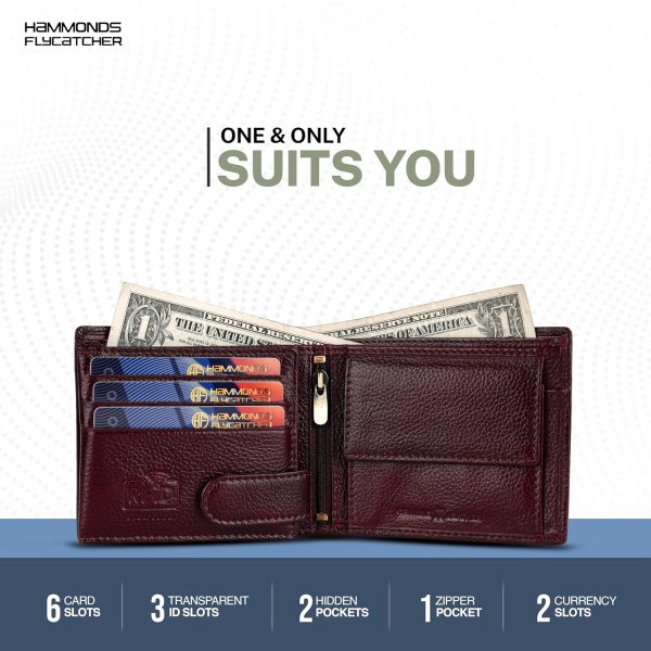 HAMMONDS FLYCATCHER RFID Protected Bi-Fold Wallet for Men Leather Original, Mens Wallet, Leather Wallets for Men, Stylish Purse with 6 Card Slots, 3 ID Slot, Coin Pocket, Gift for Mens - Brown - Image 4