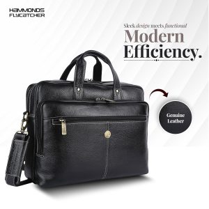 HAMMONDS FLYCATCHER Men's Leather Laptop Messenger Bag, Black