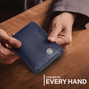 HAMMONDS FLYCATCHER RFID Protected Tri-Fold Wallet for Men Leather Original, Mens Wallet, Leather Wallets for Mens, Stylish Purse with 4 Card Slots, 1 ID Slots, Coin Pocket, Gift for Men - Blue