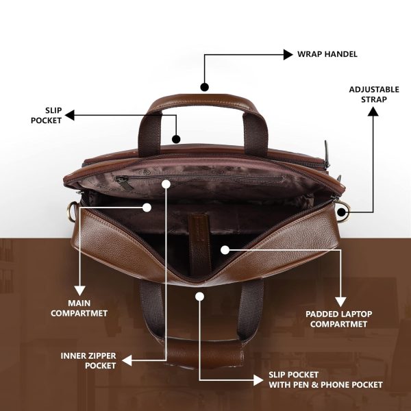 HAMMONDS FLYCATCHER Men's Leather Laptop Messenger Bag, Mehendi - Image 7