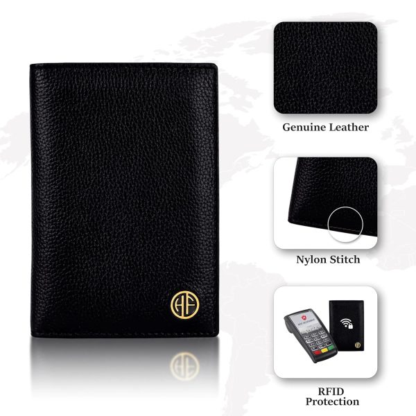 HAMMONDS FLYCATCHER Genuine Leather Passport Cover for Men, Passport Cover for Women, RFID Passport Holder for Men Travel Accessories for Men, Passport Bag for Men, 3 ATM Card Slots - Black - Image 4