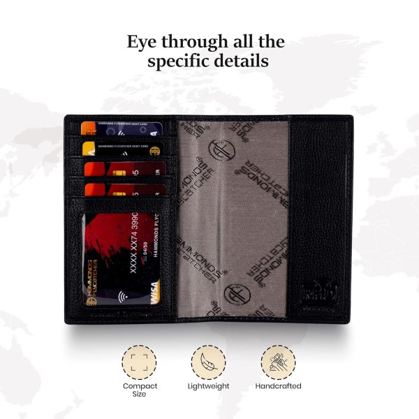 HAMMONDS FLYCATCHER Genuine Leather Passport Cover for Men, Passport Cover for Women, RFID Passport Holder for Men Travel Accessories for Men, Passport Bag for Men, 3 ATM Card Slots - Black - Image 5