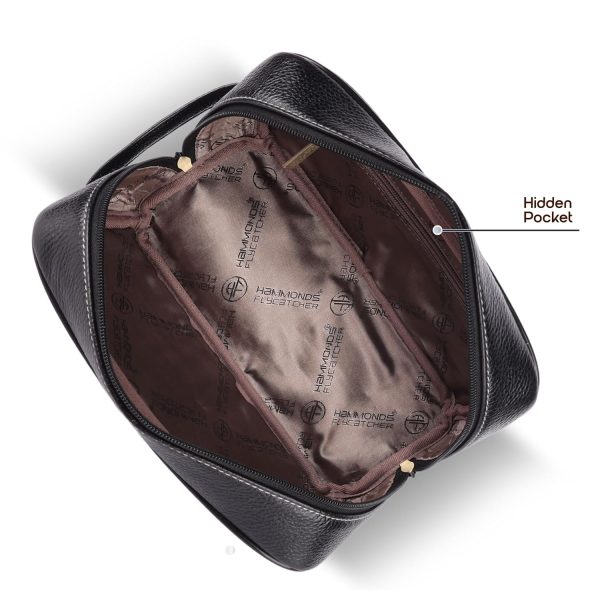 Hammonds Flycatcher Genuine Leather Toiletry Bag for Men and Women Cosmetic Organizer Bag, Travel Organizer Pouch, Shaving Kit Bag for Men Toiletry Pouch for Men with Multiple Pockets - Black - Image 7