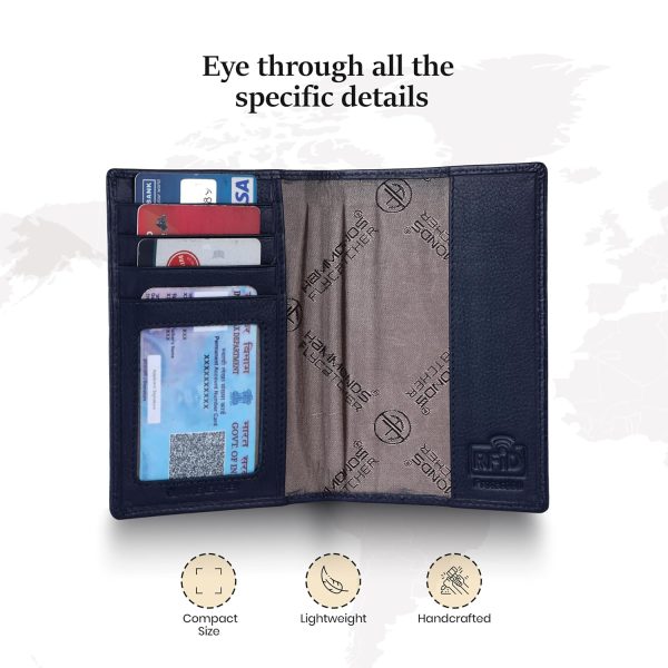 HAMMONDS FLYCATCHER Genuine Leather Passport Cover for Men, Passport Cover for Women, RFID Passport Holder for Men Travel Accessories for Men, Passport Bag for Men, 3 ATM Card Slots - Croco Blue - Image 5