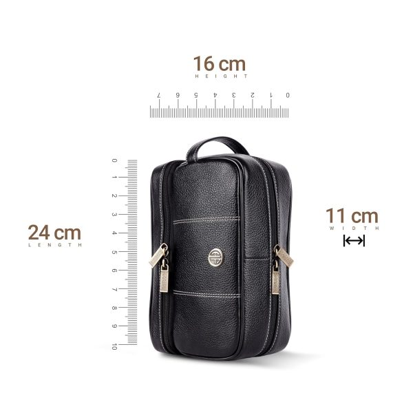 Hammonds Flycatcher Genuine Leather Toiletry Bag for Men and Women Cosmetic Organizer Bag, Travel Organizer Pouch, Shaving Kit Bag for Men Toiletry Pouch for Men with Multiple Pockets - Black - Image 9