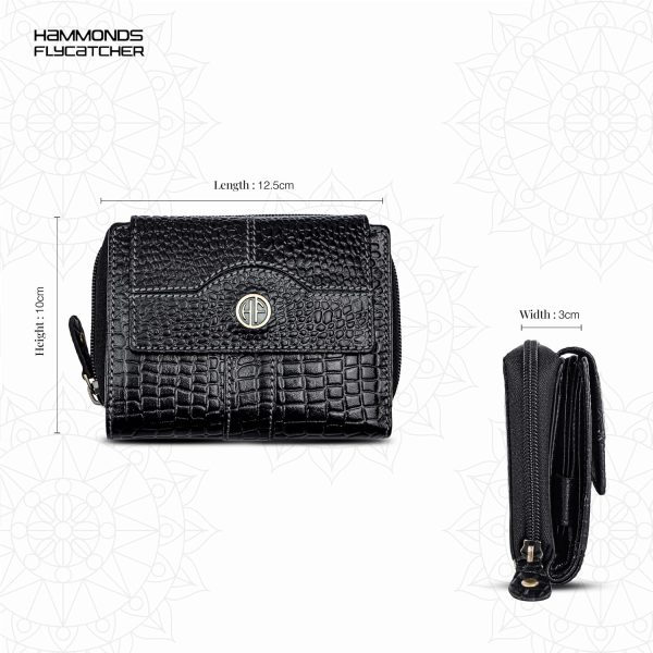 HAMMONDS FLYCATCHER Leather Ladies Wallet for Woman with 14 Card Slots - Clutch Purse for Women, Ladies Wallet for Women Stylish, Ladies Purse for Women Wallet, Purse for Woman, Croc Black - Image 6