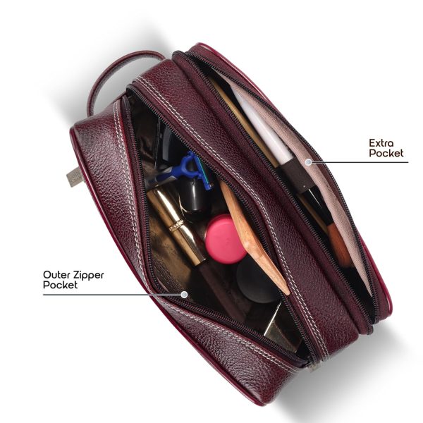 Hammonds Flycatcher Genuine Leather Toiletry Bag for Men and Women Cosmetic Organizer Bag, Travel Organizer Pouch, Toiletry Pouch for Men with Multiple Pockets, Shaving Kit Bag for Men - Brown - Image 9