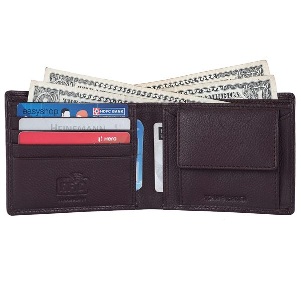 HAMMONDS FLYCATCHER Genuine Leather Wallet for Men, RFID Protected Leather Purse, Money Purse, Bi-Fold Wallet, 8 Card Slots, Coin Pocket, Hidden Pockets - Chocolate - Image 4