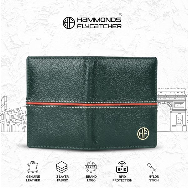 HAMMONDS FLYCATCHER Genuine Leather Card Holder Wallet for Man & Women, RFID Protected ATM/Credit Card Holder Wallet for with 6 Slots Design Green - Image 8