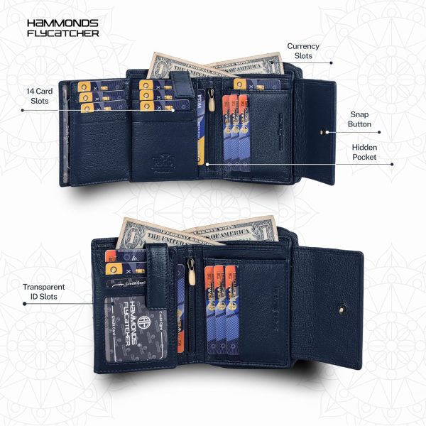 HAMMONDS FLYCATCHER Leather Ladies Wallet for Woman with 14 Card Slots - Clutch Purse for Women, Ladies Wallet for Women Stylish, Ladies Purse for Women Wallet, Purse for Woman, Blue - Image 7