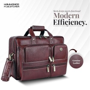 HAMMONDS FLYCATCHER Genuine Leather Office Bag for Men, Premium 15.6 Inch Laptop Bag for Men, Multi Compartments & Adjustable Strap, Ideal for Office, Travel, Daily Use - Brown