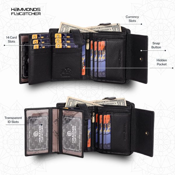 HAMMONDS FLYCATCHER Leather Ladies Wallet for Woman with 14 Card Slots - Clutch Purse for Women, Ladies Wallet for Women Stylish, Ladies Purse for Women Wallet, Purse for Woman, Croc Black (Copy) (Copy) - Image 7