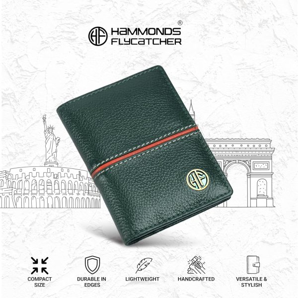 HAMMONDS FLYCATCHER Genuine Leather Card Holder Wallet for Man & Women, RFID Protected ATM/Credit Card Holder Wallet for with 6 Slots Design Green - Image 5