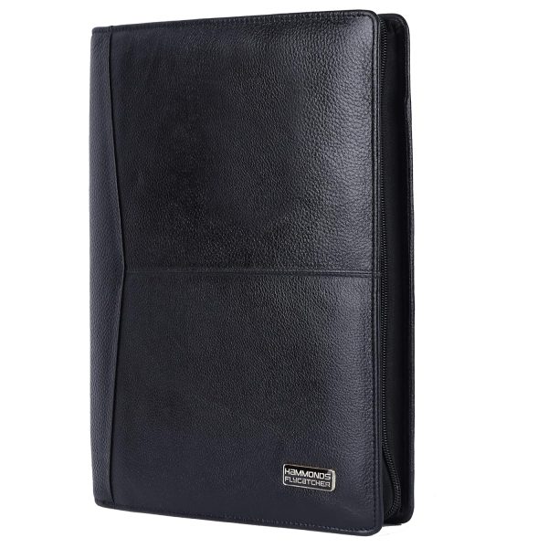 HAMMONDS FLYCATCHER Genuine Leather File Folder, Document Organizer File with Zipper Closure, Premium File Holder for Documents, Business & Office Document File Folder Black - Image 8