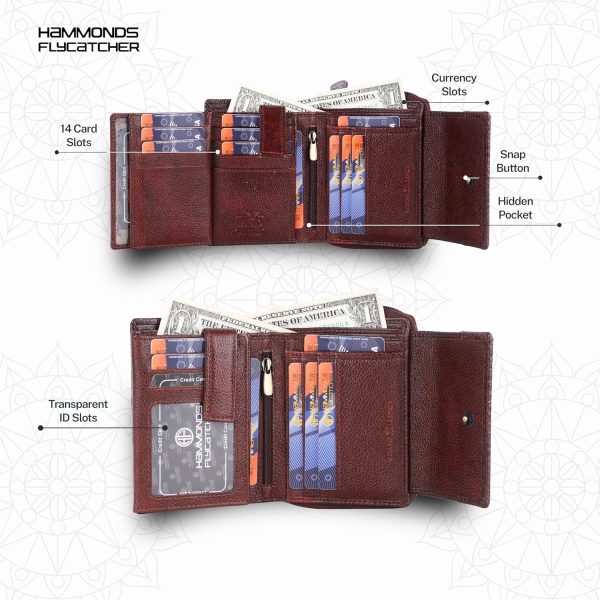 HAMMONDS FLYCATCHER Leather Ladies Wallet for Woman with 14 Card Slots - Clutch Purse for Women, Ladies Wallet for Women Stylish, Ladies Purse for Women Wallet, Purse for Woman, Croc Brown - Image 6
