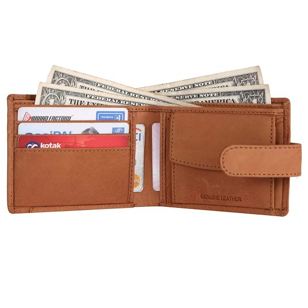 HAMMONDS FLYCATCHER Men Hammond's Flycatcher Genuine Leather Wallet - RFID Protected Leather Purse - 5 Card Slots, Coin & Hidden Pockets, Metal Snap Button - Image 5