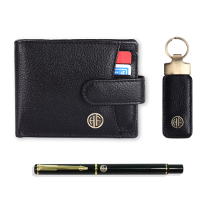 Hammonds Flycatcher Genuine Leather Wallet Combo Gift Sets Wallets Pen and Key Ring For Men