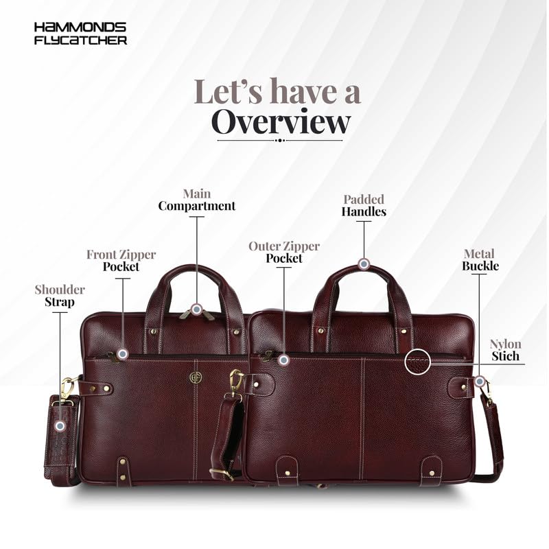 HAMMONDS FLYCATCHER Leather Laptop Bag (Brown) - Image 3