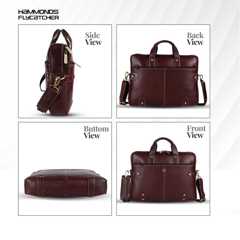 HAMMONDS FLYCATCHER Leather Laptop Bag (Brown) - Image 4