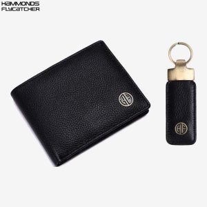 Hammonds Flycatcher Genuine Leather Wallet Combo Gift Sets Wallets And Key Ring (Gs 594 Bl) For Men