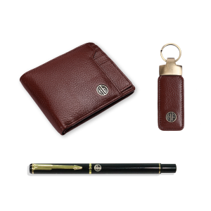 Hammonds Flycatcher Genuine Leather Wallet Combo Gift Sets Wallets Pen and Key Ring For Men