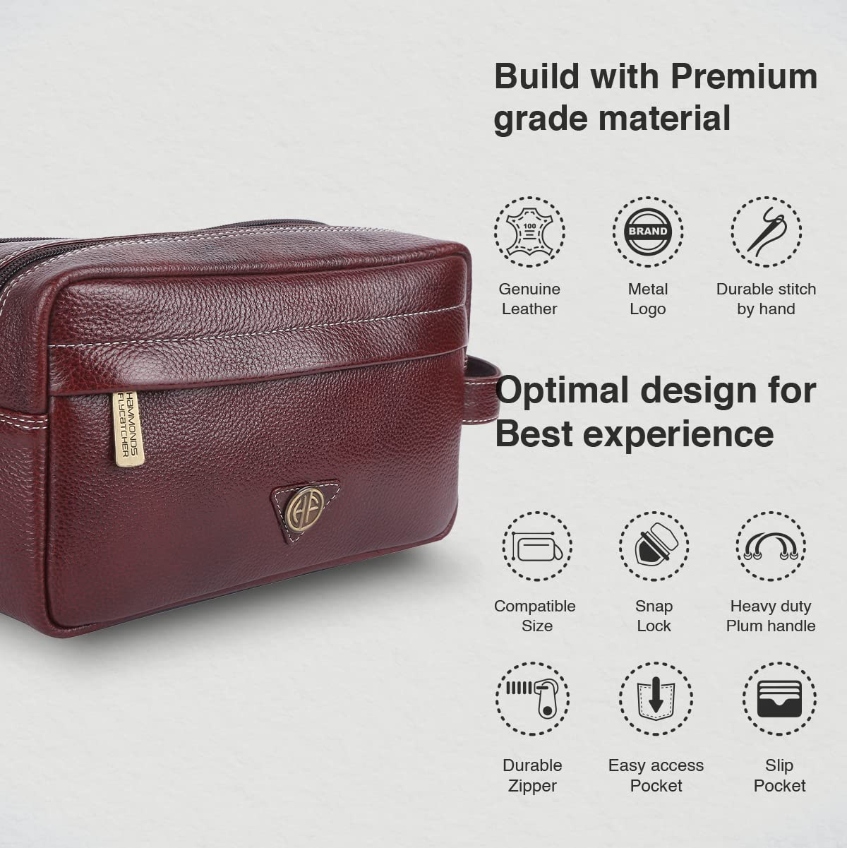 Hammonds Flycatcher Genuine Leather Toiletry Bag - Image 8