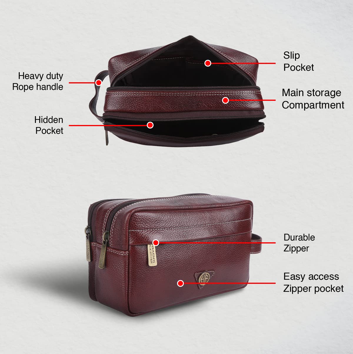 Hammonds Flycatcher Genuine Leather Toiletry Bag - Image 5