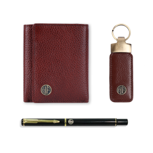 Hammonds Flycatcher Genuine Leather Wallet Combo Gift Sets Wallets Pen and Key Ring For Men