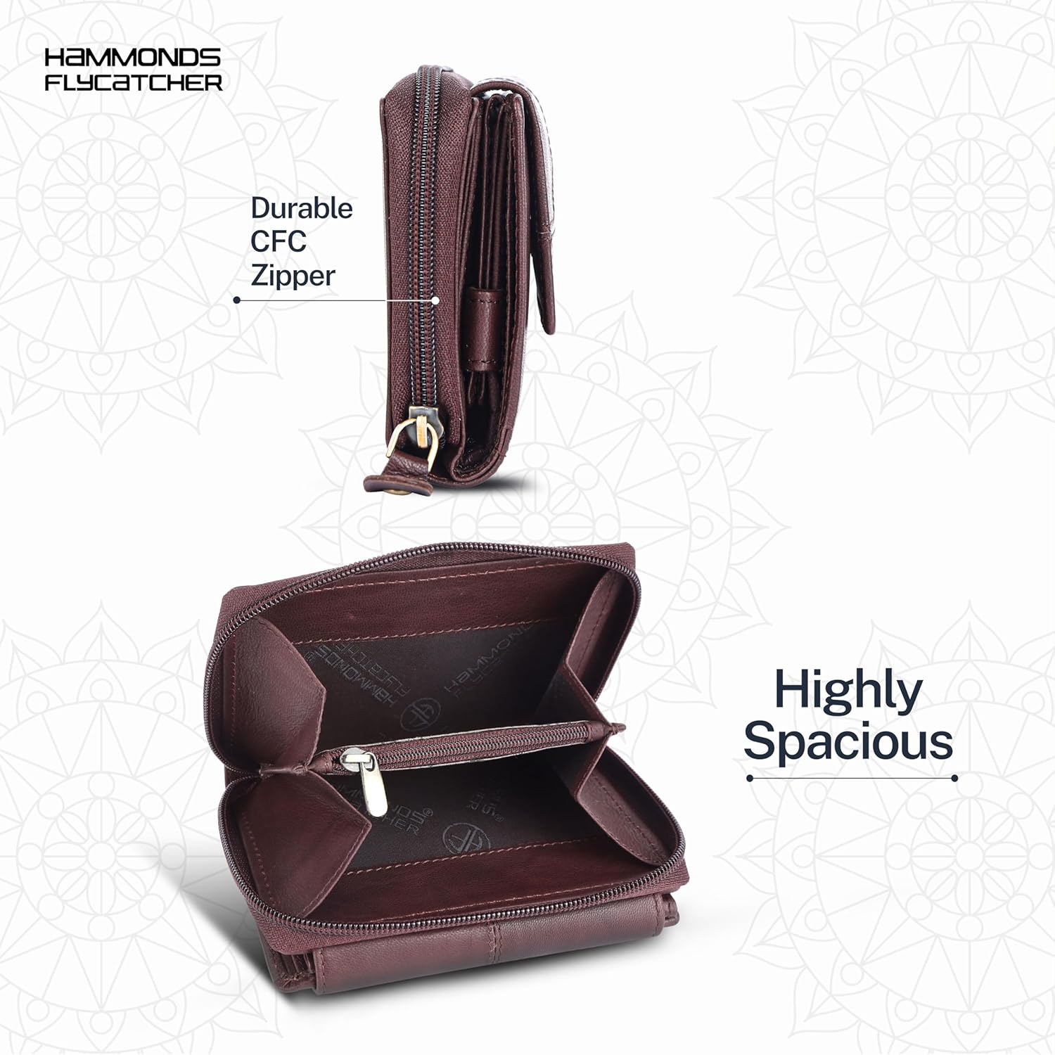 HAMMONDS FLYCATCHER Leather Ladies Wallet with 14 Card Slots - Clutch Purse for Women, Ladies Wallet for Women Stylish, Ladies Purse for Women Wallet, Gift for Womens - Brown - Image 6