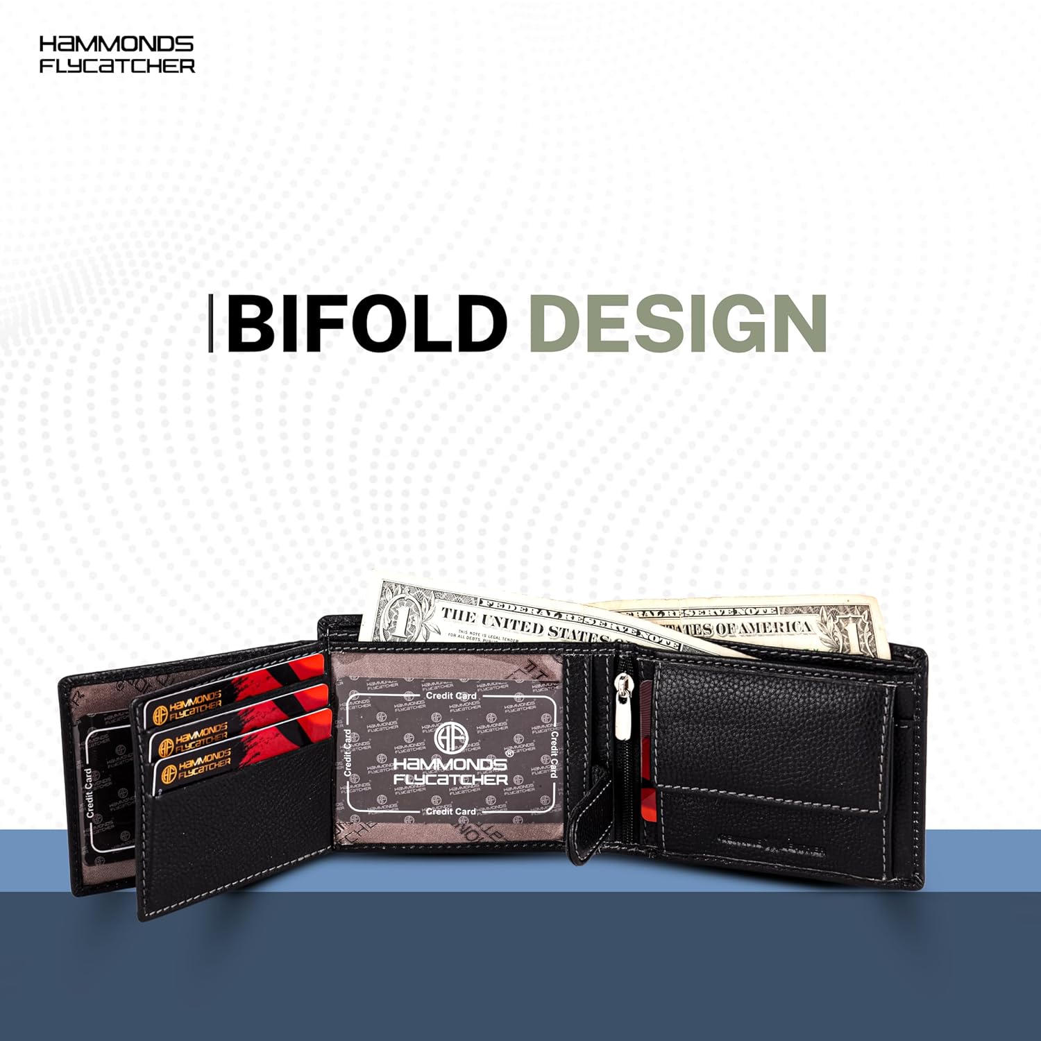 HAMMONDS FLYCATCHER Genuine Leather Slim Wallet for Men, Blue | RFID Protected Leather Wallets for Men | Men's Wallet - Image 3