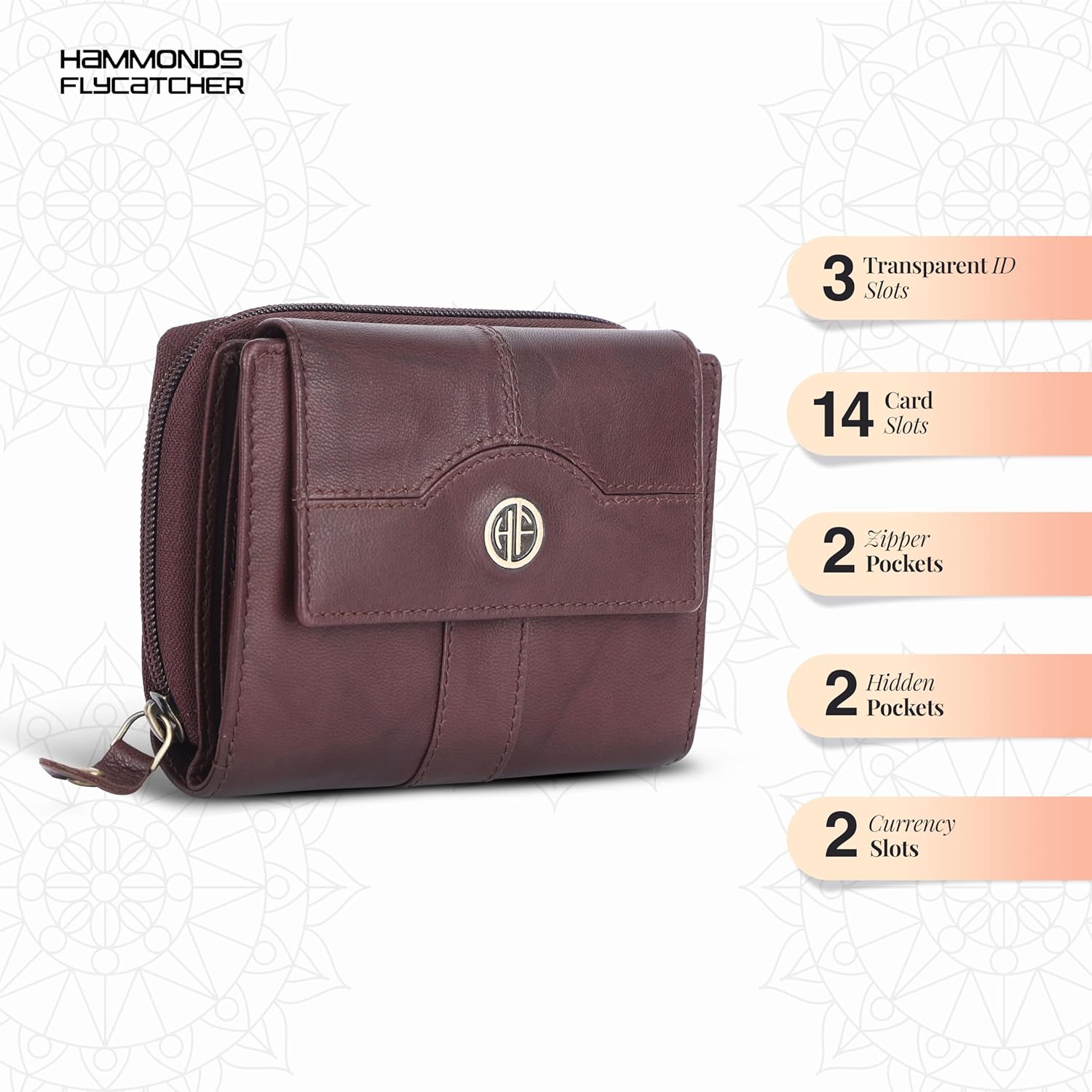 HAMMONDS FLYCATCHER Leather Ladies Wallet with 14 Card Slots - Clutch Purse for Women, Ladies Wallet for Women Stylish, Ladies Purse for Women Wallet, Gift for Womens - Brown - Image 4