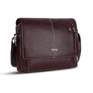 HAMMONDS FLYCATCHER Genuine Leather Office Bag for Men, Messenger Laptop Bag for Men, Fits 14 Inch Laptop - Water Resistant - Ideal for Office, Travel, Daily Use - Brown