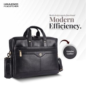 Hammonds Flycatcher Genuine Leather Laptop Black Bag For Men