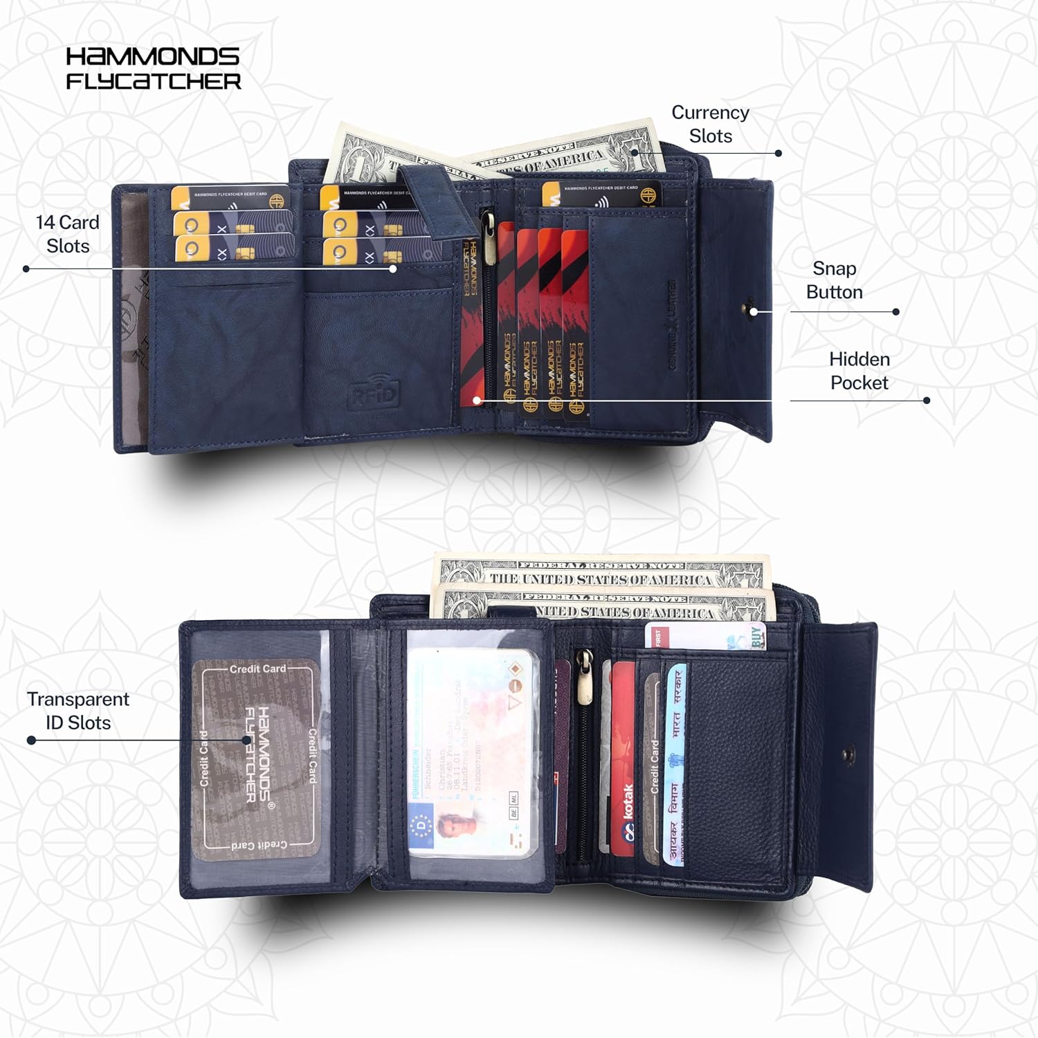 HAMMONDS FLYCATCHER Leather Ladies Wallet with 14 Card Slots - Clutch Purse for Women, Ladies Wallet for Women Stylish, Ladies Purse for Women Wallet, Gift for Womens - Brown - Image 6