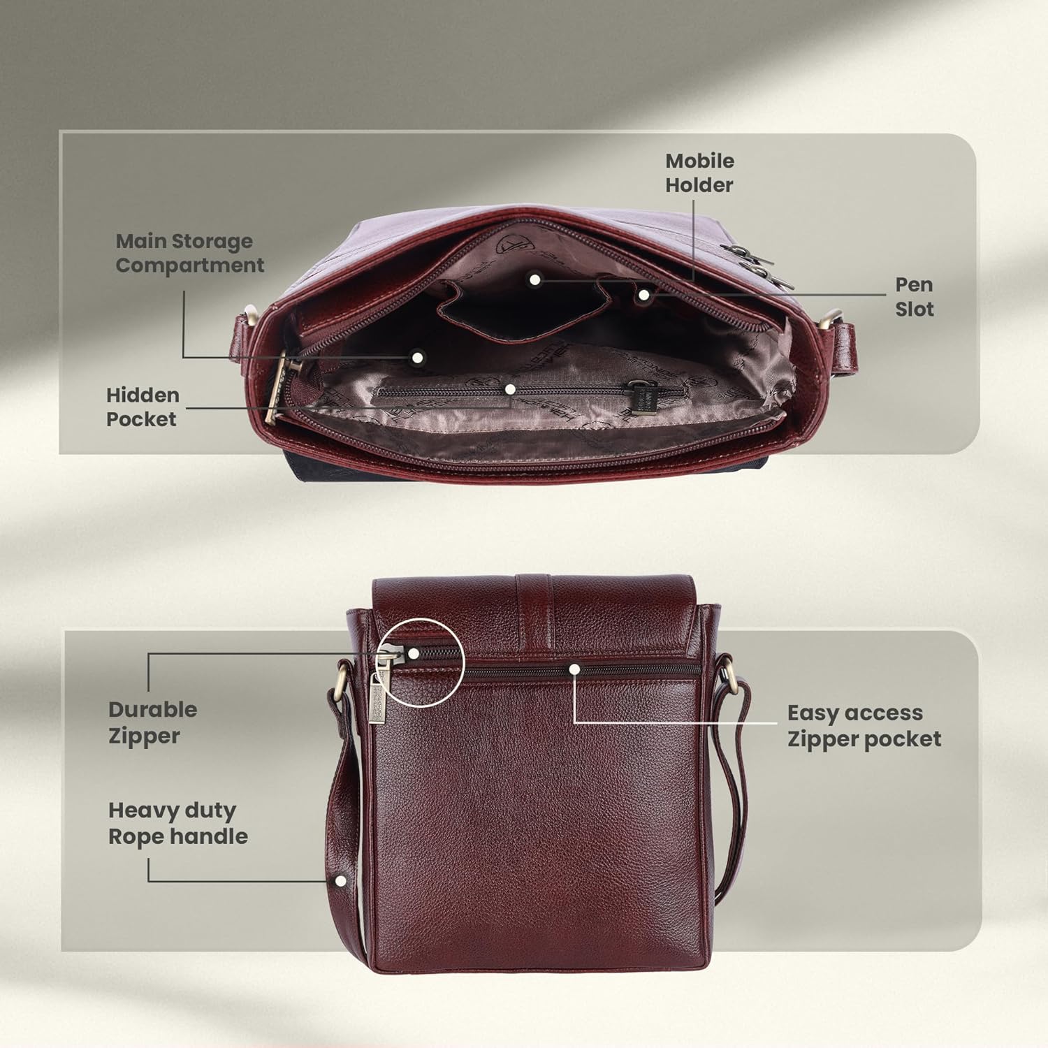 HAMMONDS FLYCATCHER Mens Genuine Leather Messenger Sling Bag| Sb1164 - Image 3