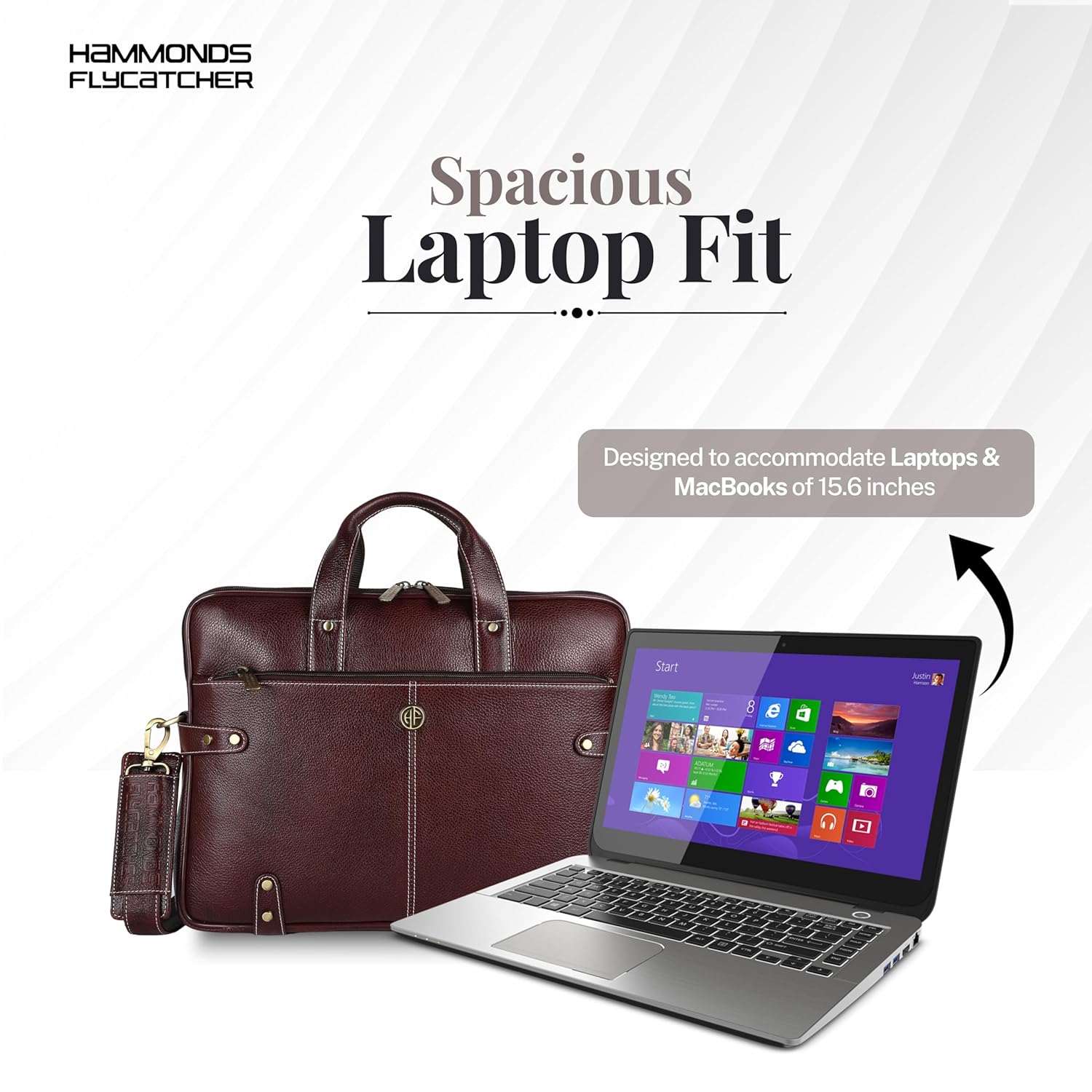 HAMMONDS FLYCATCHER Leather Laptop Bag (Brown) - Image 6