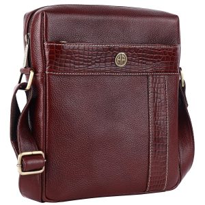 HAMMONDS Flycatcher Genuine Leather Sling Bag, Stylish and Spacious Side Bag, Crossbody Bag for Daily Use, Travel, Adjustable Strap, 1 Year Warranty - Brown