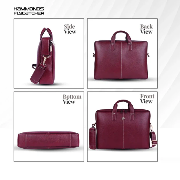HAMMONDS FLYCATCHER Genuine Leather Office Bag for Men - 15.6 Inch Laptop Bag for Men, Professional Leather Bag for Men - Adjustable Straps and Multiple Compartments - Maroon - Image 5