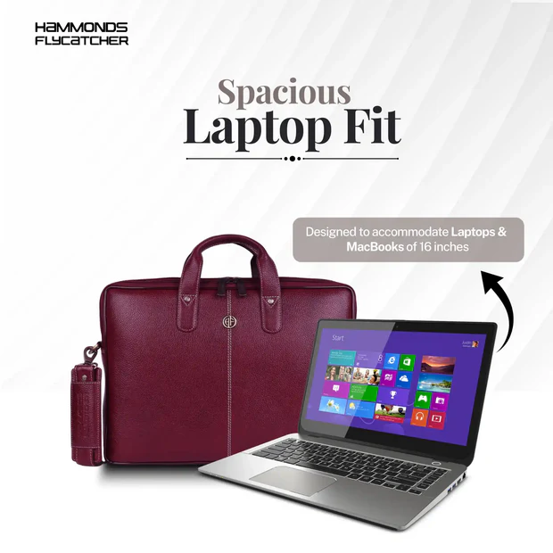 HAMMONDS FLYCATCHER Genuine Leather Office Bag for Men - 15.6 Inch Laptop Bag for Men, Professional Leather Bag for Men - Adjustable Straps and Multiple Compartments - Maroon - Image 6
