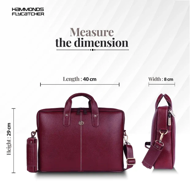 HAMMONDS FLYCATCHER Genuine Leather Office Bag for Men - 15.6 Inch Laptop Bag for Men, Professional Leather Bag for Men - Adjustable Straps and Multiple Compartments - Maroon - Image 7