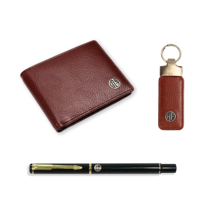 Hammonds Flycatcher Genuine Leather Wallet Combo Gift Sets Wallets Pen and Key Ring For Men